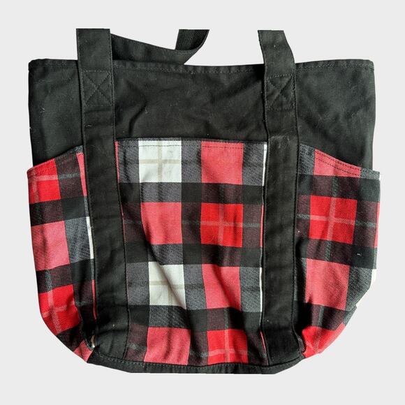 Thirty-One Retired Go To Tote CHECK MATE Red Black White Buffalo Plaid - Picture 3 of 8